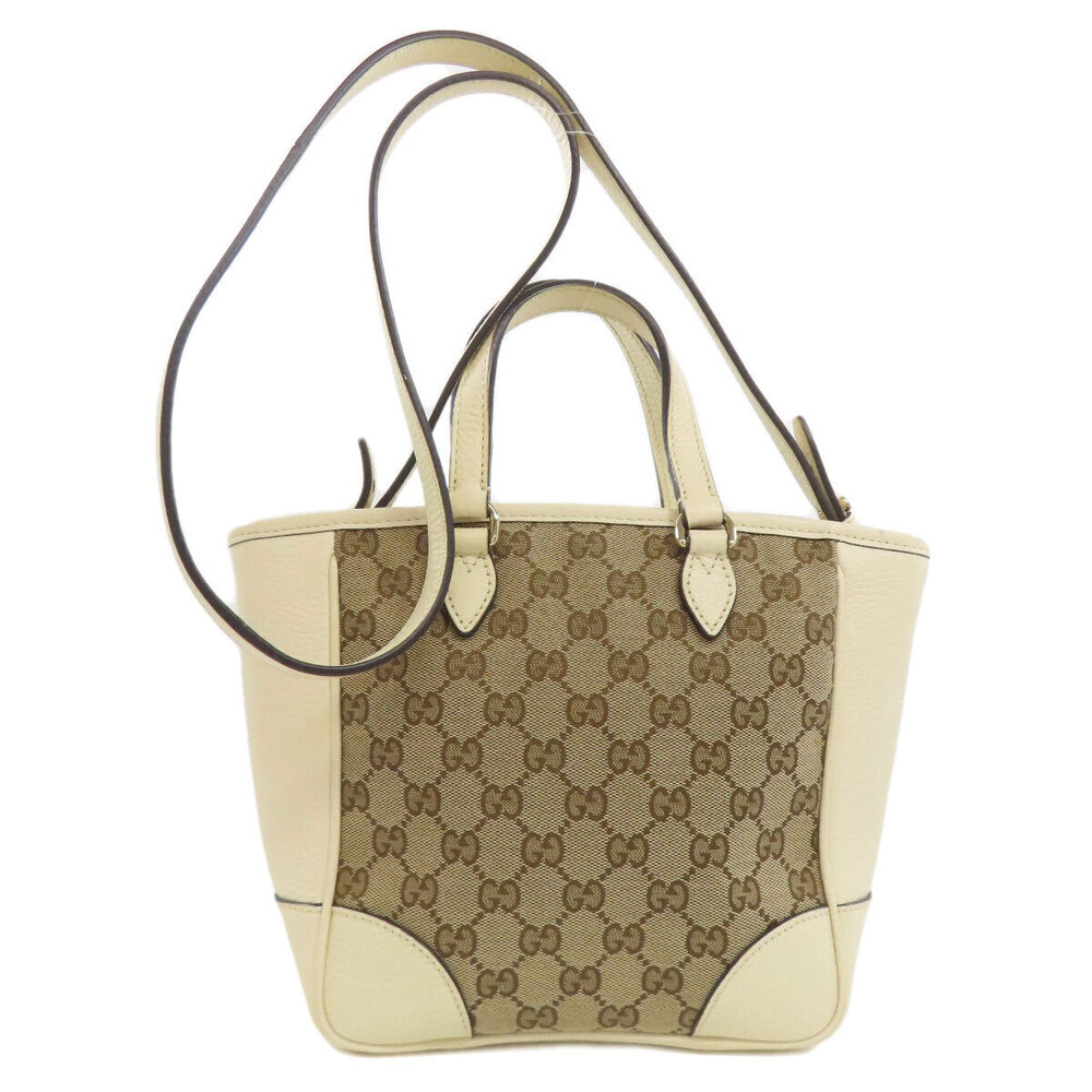Gucci Beige Tote Bree White Shoulder GG Canvas Bag Tan White